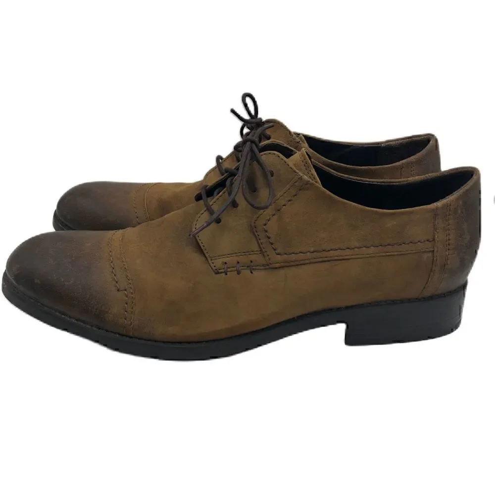 Clarks Men's Brown Leather Cap Toe Lace Up Oxford Shoes Size 12M